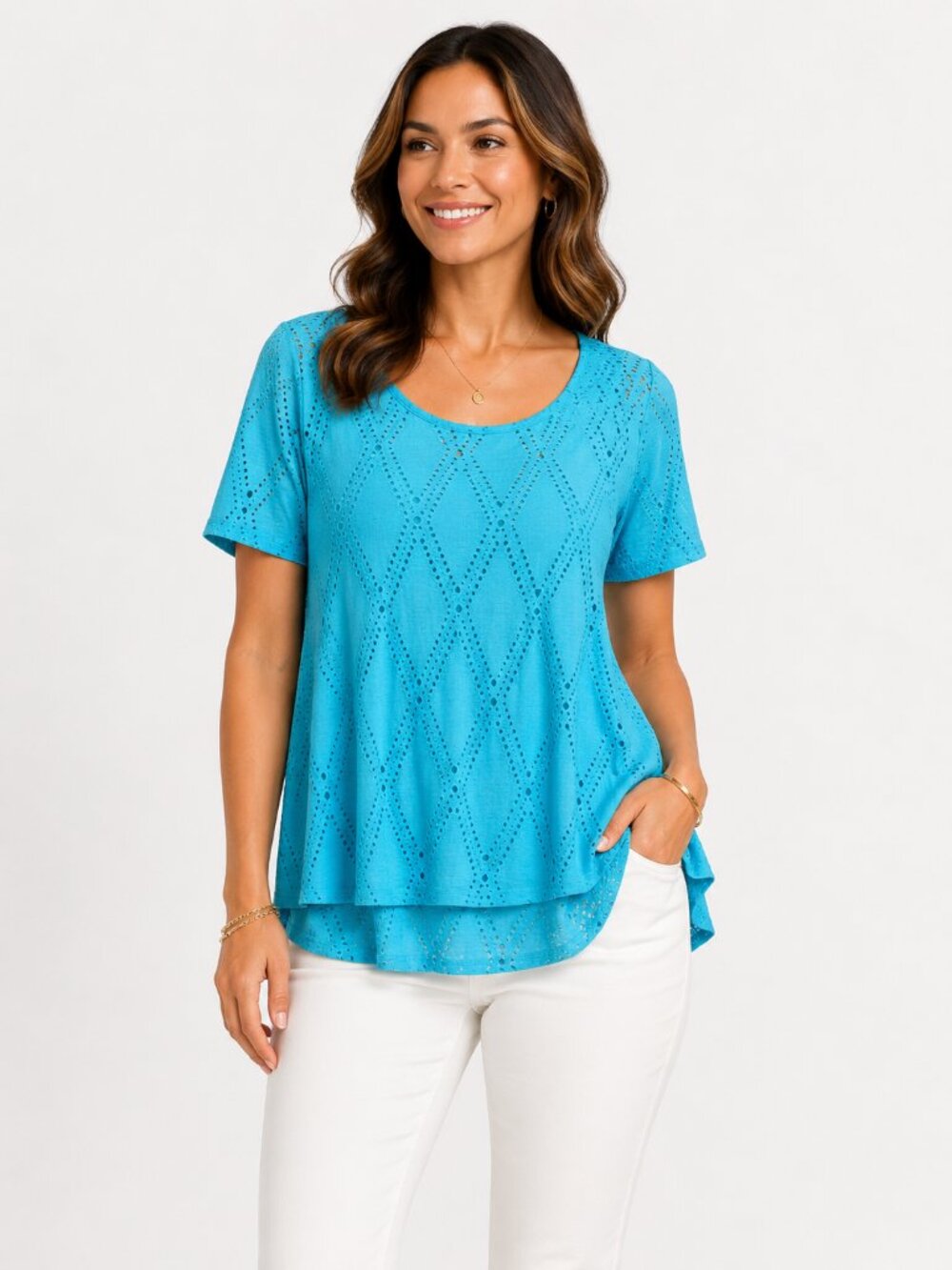 Dana Buchman Women's Blue Layered Swing Top